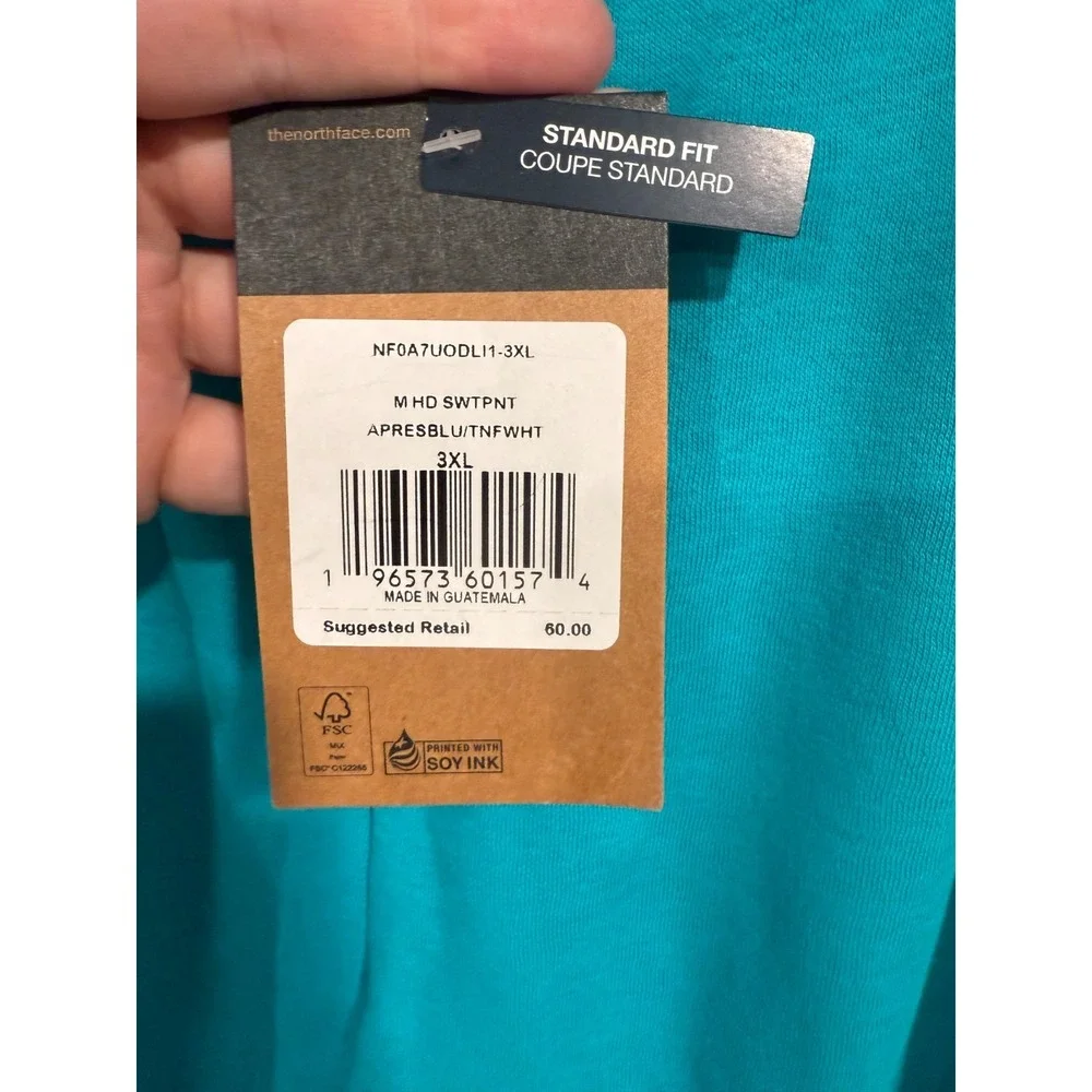 The North Face Sweatpants Mens 3XL Cyan Blue Half Dome‎ Warm Soft Elastic Waist